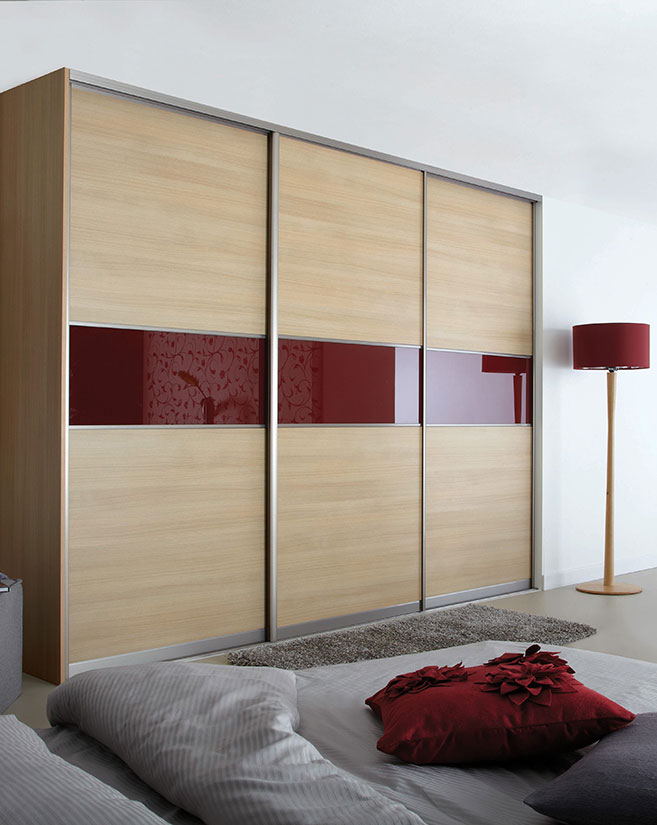 Volante Ferrara Oak and Dark Red Bedroom Furniture