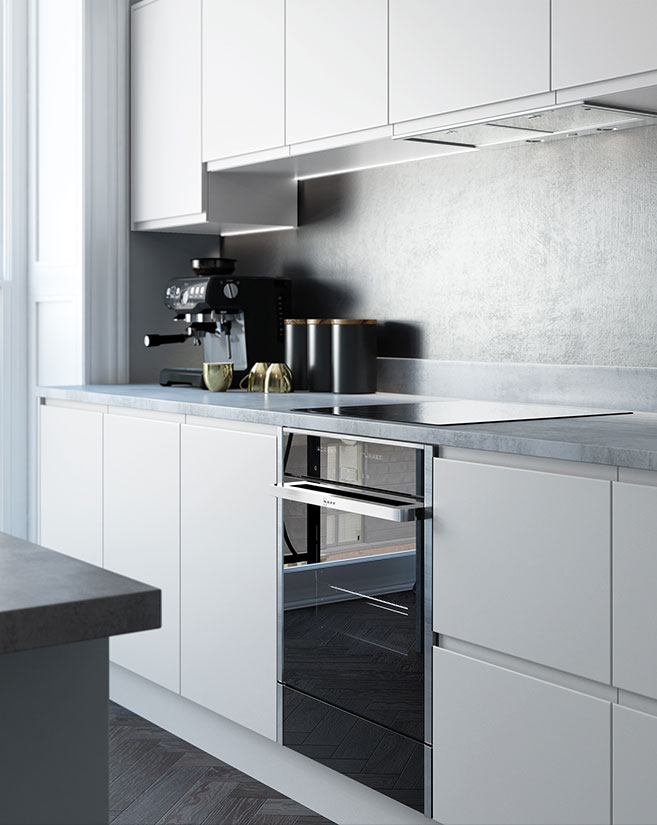 Strada Matte Dust Grey Light Grey and Graphite Kitchen