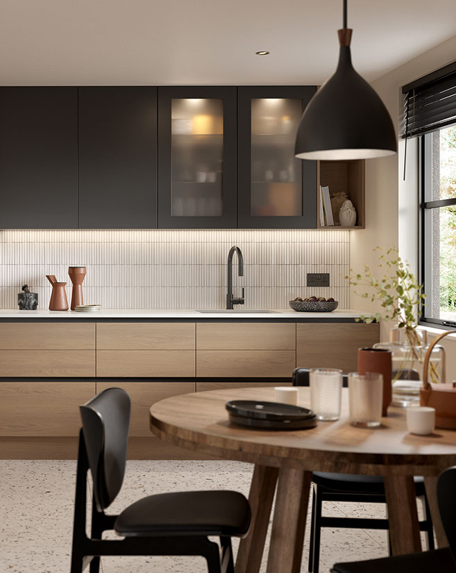 Tavola Parched Oak and Zola Matte Graphite Kitchen