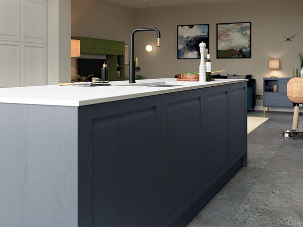 Harborne Slate Blue Stone and CMS Citrus Green Kitchen